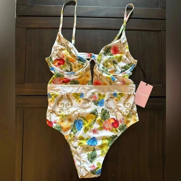 Juicy Couture NWT One-Piece Swimsuit | Floral and Fruit Print | Size medium - Picture 2 of 6